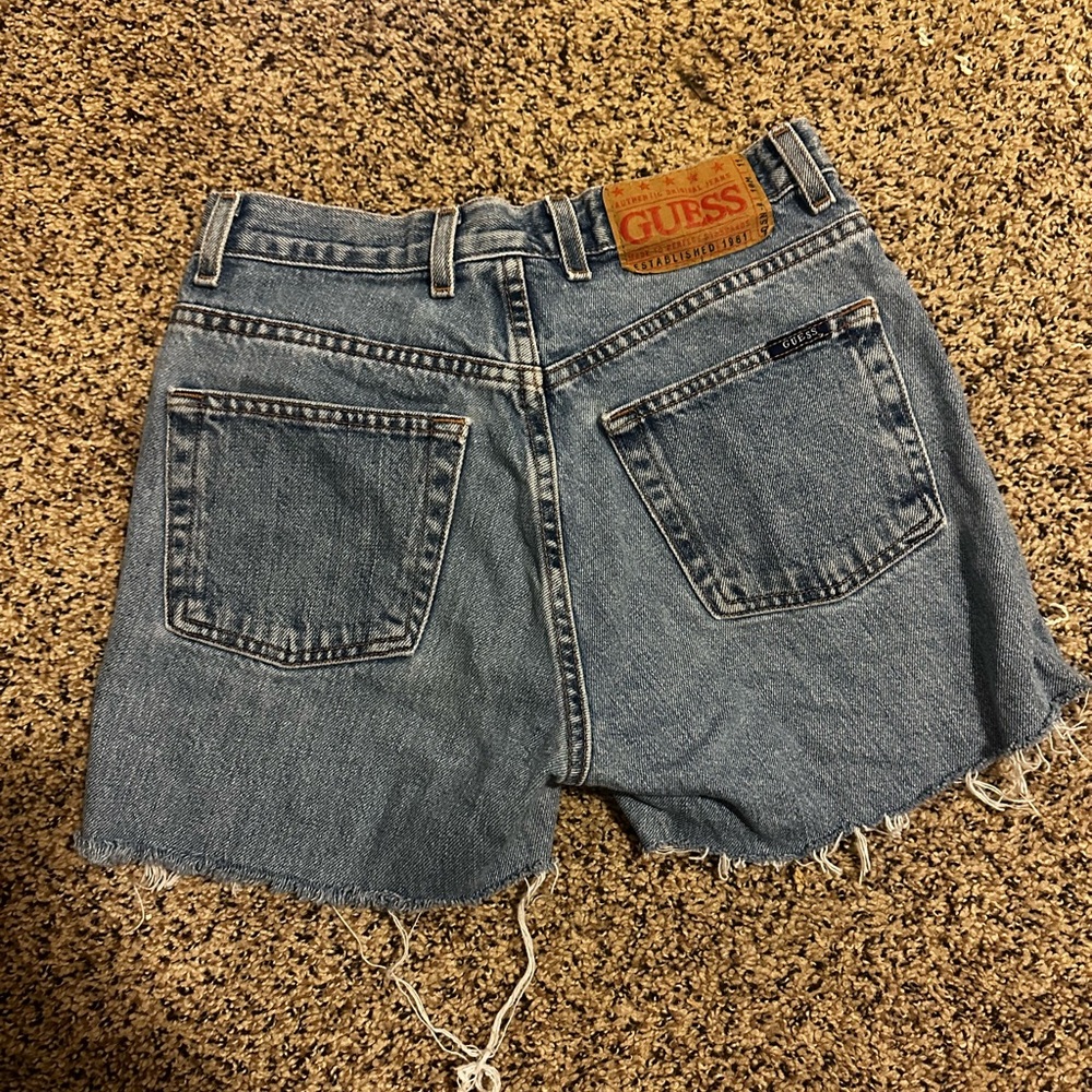 Vintage GUESS Women's Blue Denim Shorts
